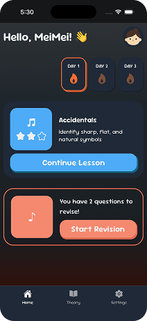 Tonalè music theory app — progress tracking and revision