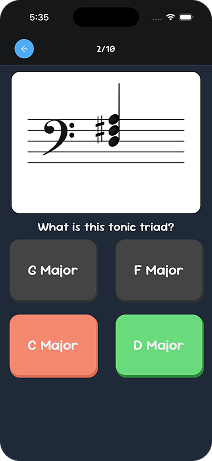 Tonalè music theory app — instant feedback on exercises